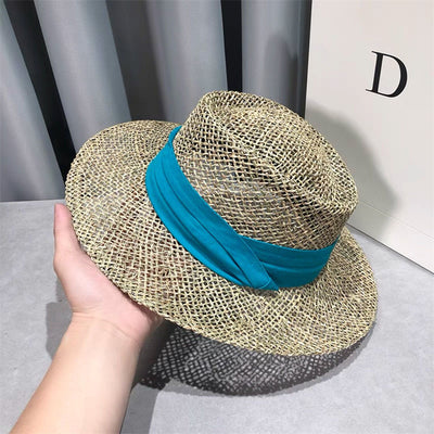 Sombrero de Paja Retro Británico para Mujer con Ala Plana - Image 4