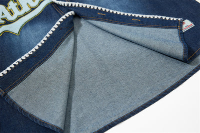 Camisa Denim Estilo Vintage Americana con Bordado Flocked - Image 20