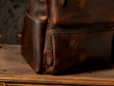 Mochila de Cuero Retro Crazy Horse para Hombre - Image 15