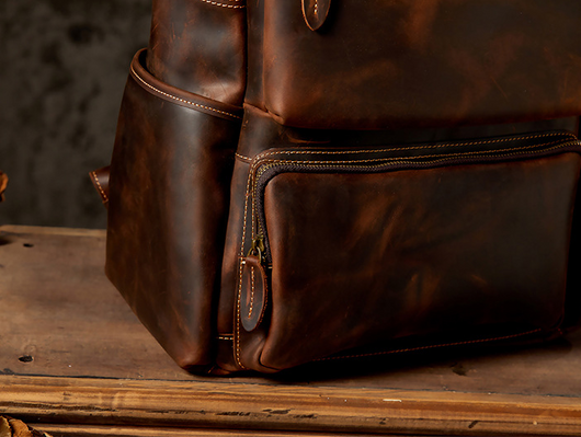 Mochila de Cuero Retro Crazy Horse para Hombre - Image 15
