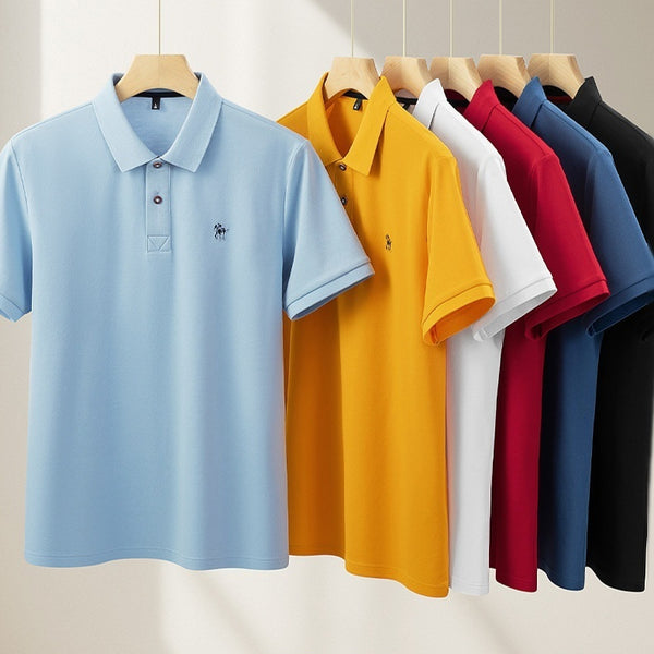 Polo de Algodón Piqué Mercerizad Doble Tejido con Cuello Solapa para Hombre
