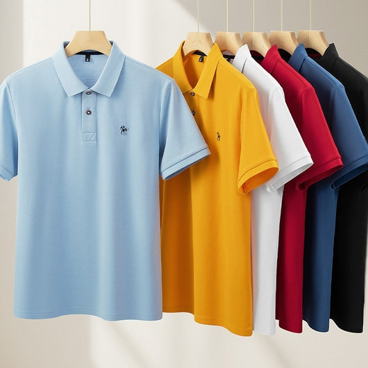 Polo de Algodón Piqué Mercerizad Doble Tejido con Cuello Solapa para Hombre