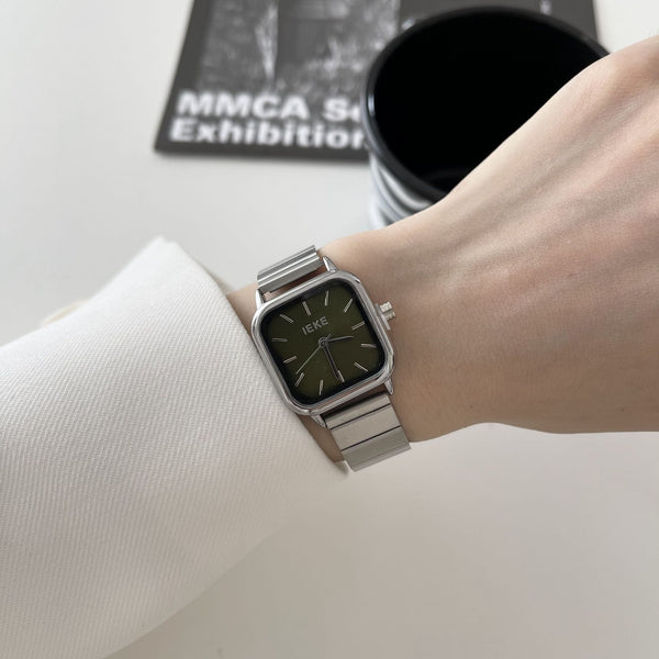 Reloj de Acero Inoxidable Minimalista con Diseño Cuadrado