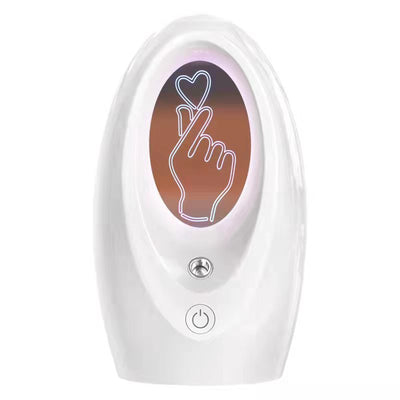 Navy blue USB humidifier with an oval shape and an illuminated castle design in the center. - Image 5
