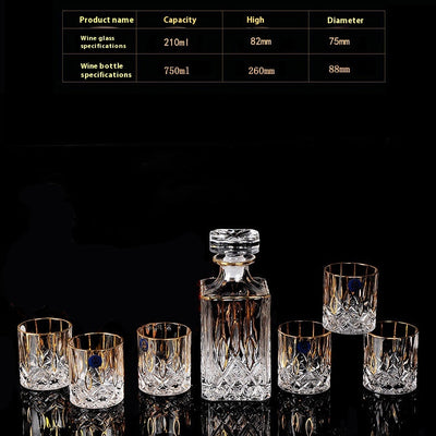 Juego de Copas de Cristal para Whisky y Vino con Detalles Dorados - Image 10