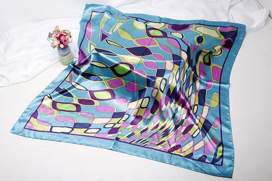 Pañuelo de Satén con Estampado de Ondas de Agua - Image 8