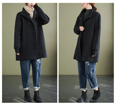 Abrigo Térmico Acolchado Doble Botonadura Estilo Artístico - Image 21