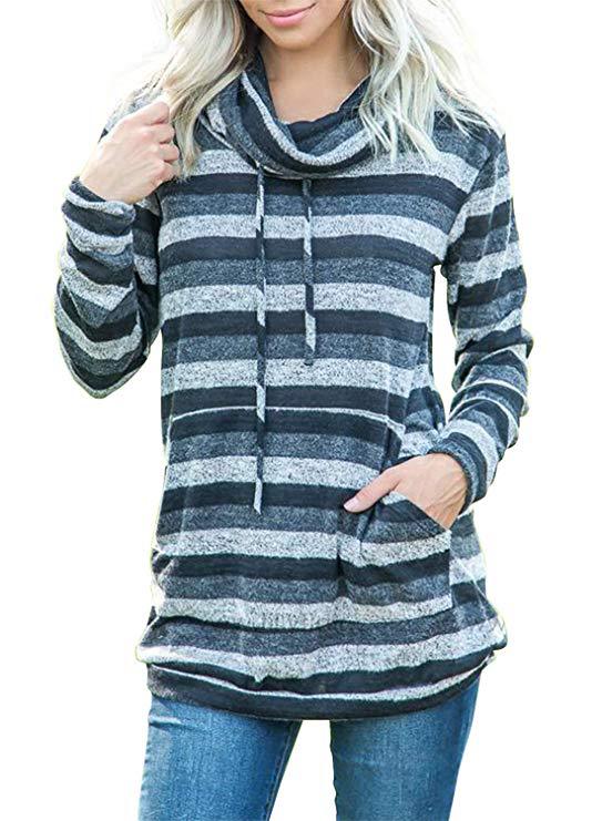 Sudadera Larga Multicolor a Rayas con Bolsillos para Mujer