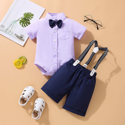 Conjunto de Verano para Niños con Tirantes - Shorts Estilo Caballero - Image 4