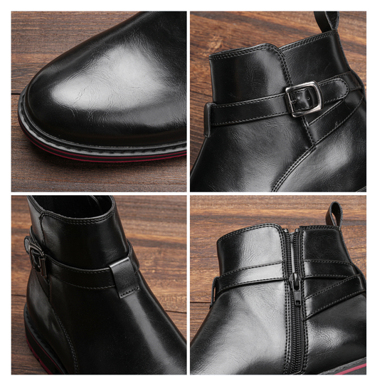 Botas Negras de Moda para Hombre con Detalles en Rojo - Image 10