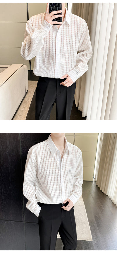 Camisa Cuadrillé Blanca con Drapeado Suelto - Image 15