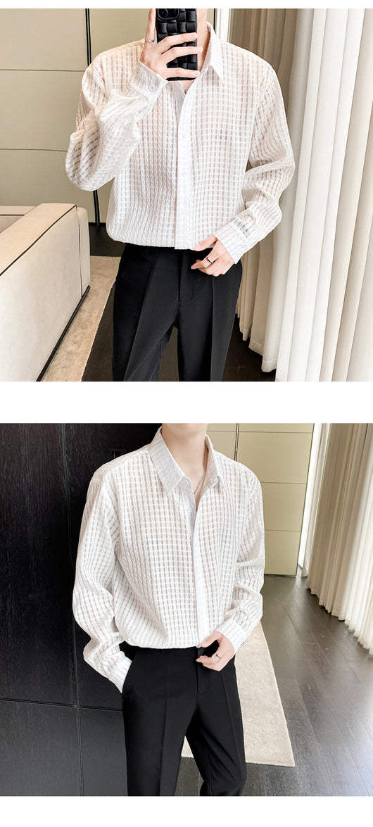 Camisa Cuadrillé Blanca con Drapeado Suelto - Image 15