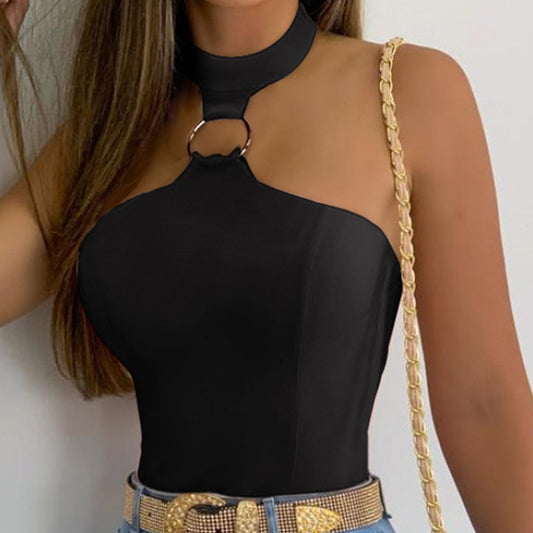 Blusa sin Mangas con Cuello Alto y Halter