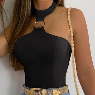Blusa sin Mangas con Cuello Alto y Halter