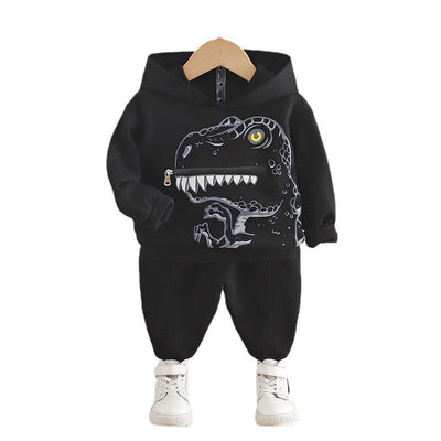 Conjunto de Sudadera con Capucha Dinosaurio para Niños - Algodón Otoño Dos Piezas - Image 6