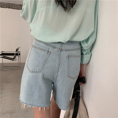 Shorts de Mezclilla Talle Alto con Basta Cruda - Image 10