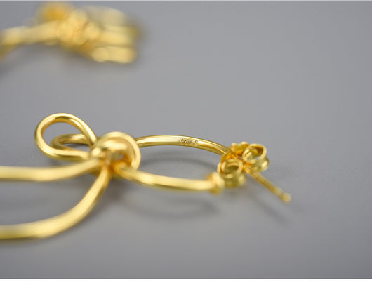 Aretes de Plata S925 Diseño Minimalista Moño para Mujer - Image 6