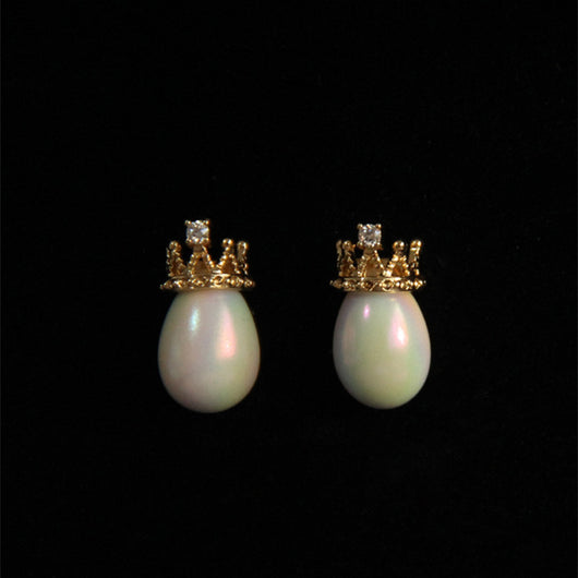 Aretes de Plata Cerámica Diseño Corona - Image 4