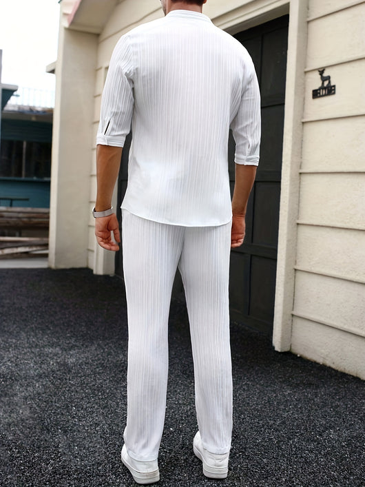 Conjunto de Camisa y Pantalón Liso Primavera Verano para Hombre - Image 18
