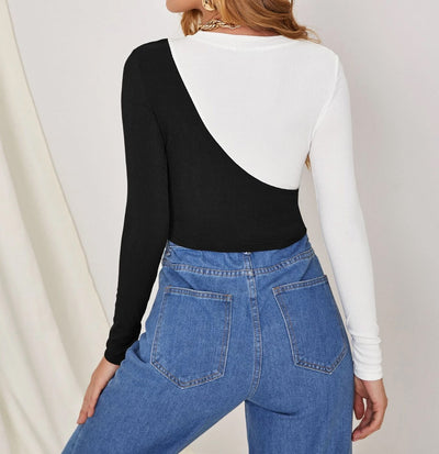 Blusa Strapless Ajustada de Manga Larga con Detalles en Contraste - Image 6