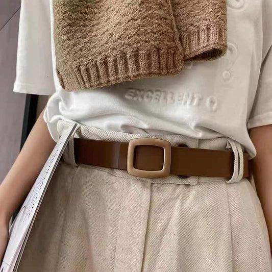 Cinturón Casual para Mujer con Hebilla Cuadrada Removible