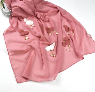 Pañuelo Hijab Floral de Gasa Perlada Premium - Image 16