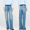 Women's Nordic Blue Straight Leg Jeans with Mid-Rise Button Fly