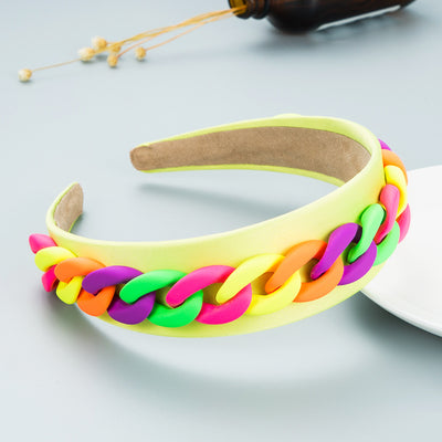 Diadema Ancha con Cadena de Colores Macaron para Mujer - Image 24