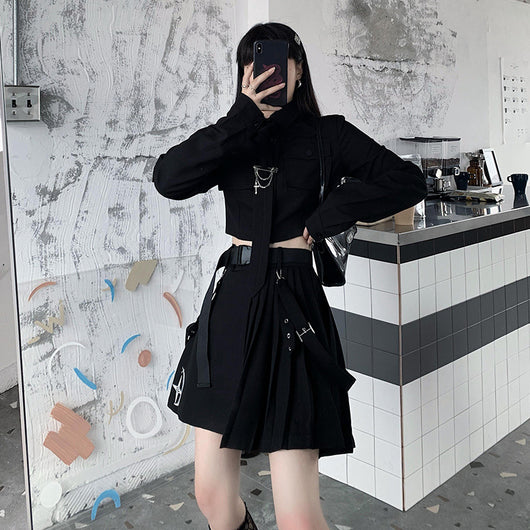 Falda Plisada Corta Oversize con Traje Deportivo para Mujer - Image 3