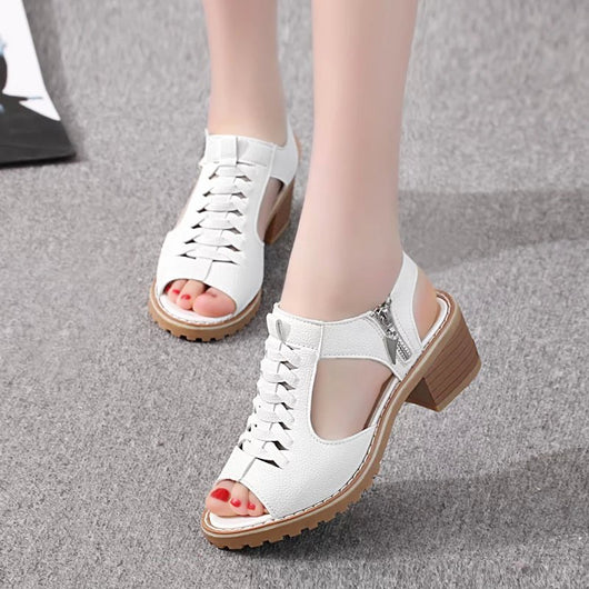 Sandalias Femeninas de Color Sólido con Cierre Lateral - Estilo Moderno y Cómodo - Image 9