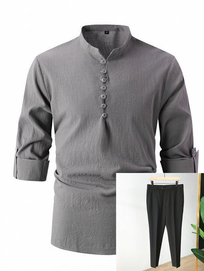 Camisa Casual de Negocios Retro Slim Fit - Algodón y Lino Primavera Otoño - Image 5