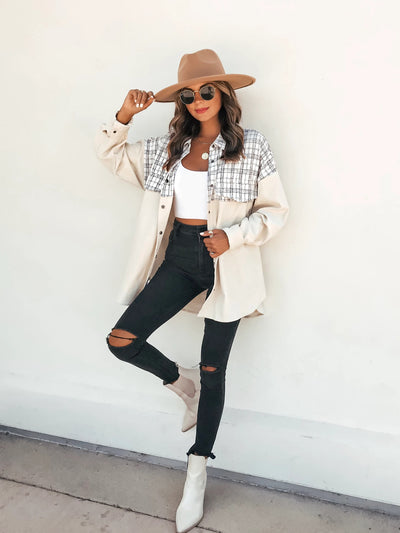 Chaqueta de Pana para Mujer con Cuadros y Bolsillos - Manga Larga Casual - Image 11