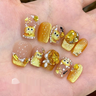 Uñas Postizas Efecto Ojo de Gato - Diseño Corto y Elegante - Image 4