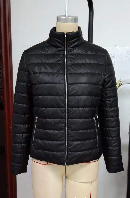 Chaqueta Casual de Cuello Alto en Algodón - Estilo Europeo y Americano para Mujer - Image 19