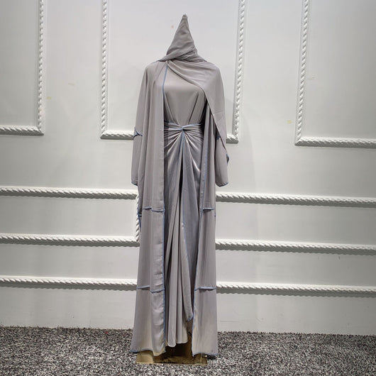 Traje de Tres Piezas con Capa Exterior de Color Sólido - Image 10