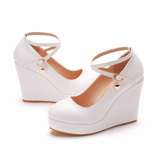 Zapatos de Cuña Blanca Crystal Queen para Mujer - Image 4