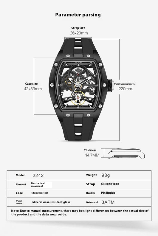 Reloj Mecánico Automático Hueco de Acero Inoxidable para Hombre - Image 9