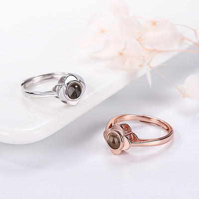 Anillo de Proyección Ajustable para Parejas con Diseño de Flor - Image 5