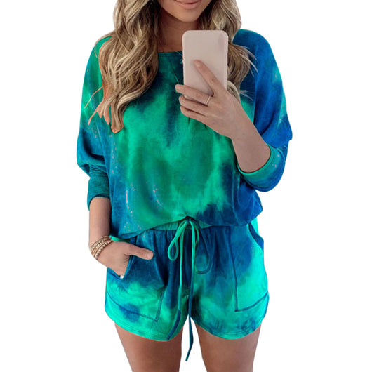 Conjunto Deportivo Casual con Shorts y Sudadera Tie-Dye - Image 4