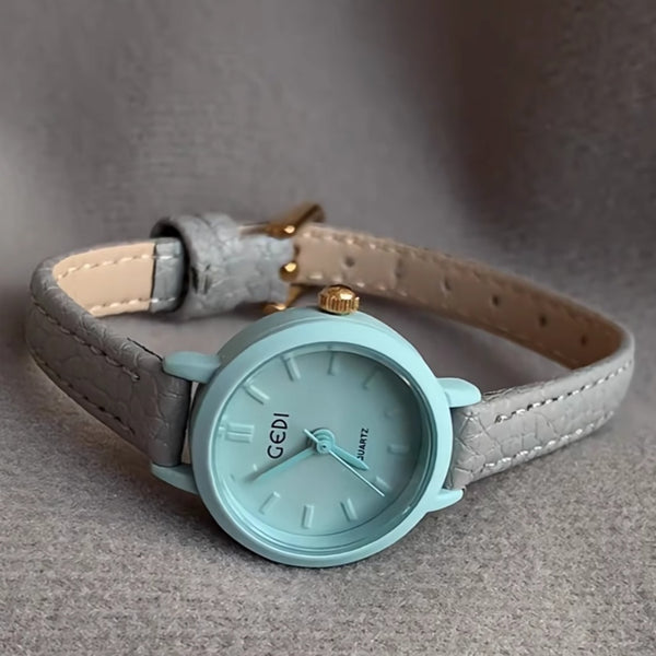Reloj de Pulsera Minimalista Gris Azul para Mujer con Esfera Pequeña