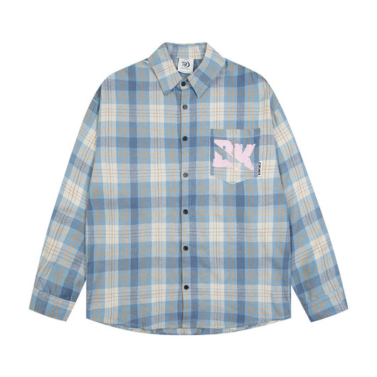 Camisa Cuadriculada Suelta de Manga Larga para Hombre - Image 14