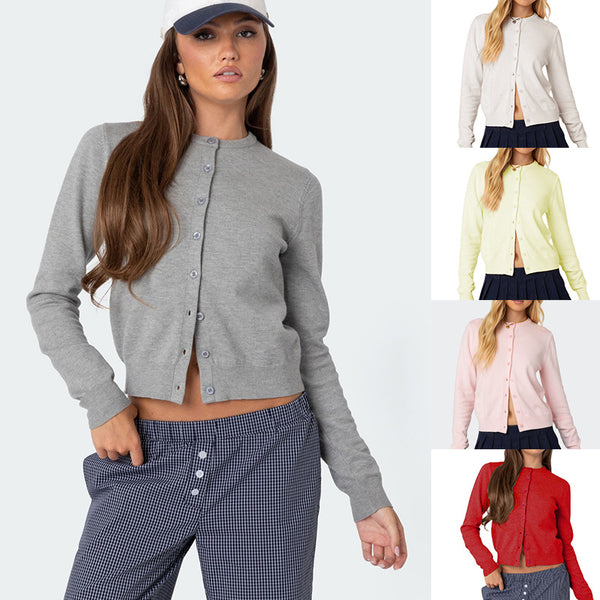 Cardigan de Mujer Botones Manga Larga Colores Lisos - Otoño Invierno