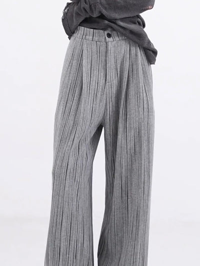 Pantalones Anchos Plisados con Rayas - Corte Casual Elegante - Image 8