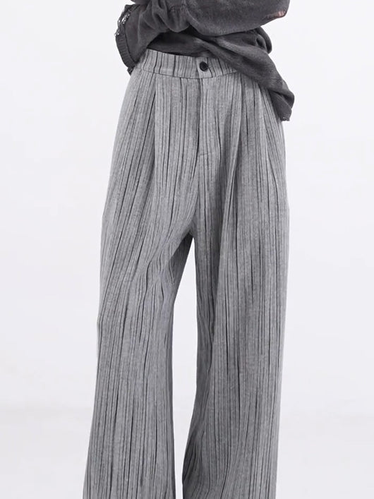 Pantalones Anchos Plisados con Rayas - Corte Casual Elegante - Image 8