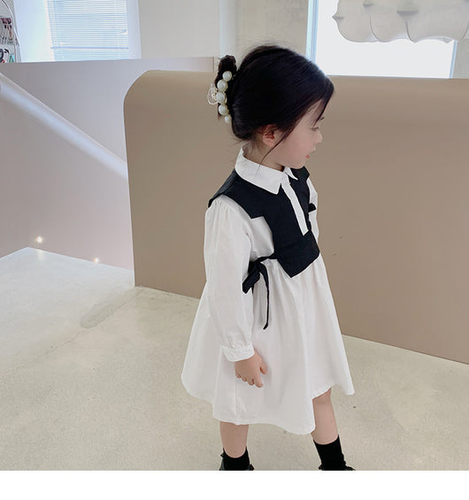 Vestido Princesa Estilo Vaquero Falso Dos Piezas para Niñas