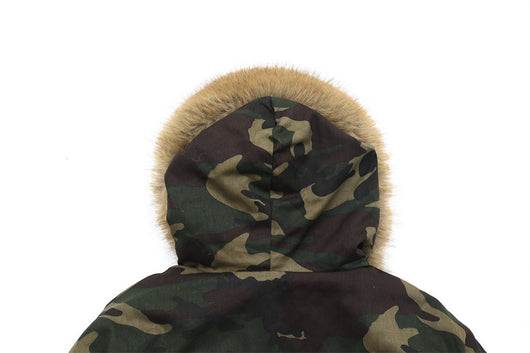 Abrigo Hoodie de Terciopelo con Bordado de Letras y Patrón Camuflaje - Image 14