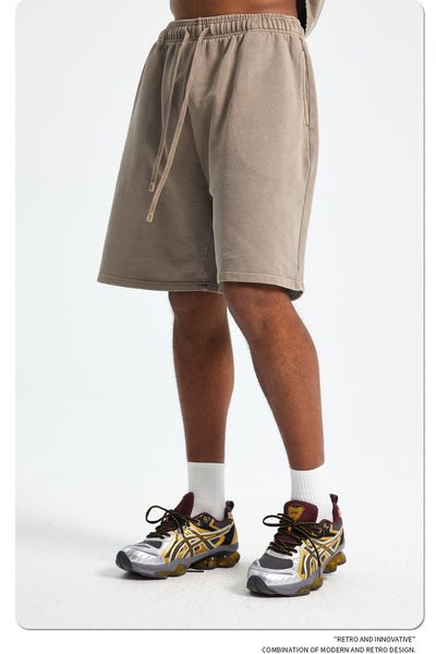 Shorts Deportivos de Algodón Puro Teñidos con Patrón Vintage Lavado - Image 38