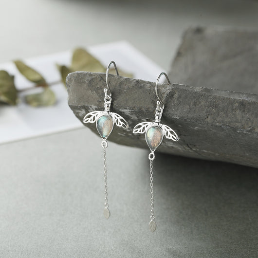Aretes Piedra Lunar Tremella Versión Coreana para Mujer - Image 10