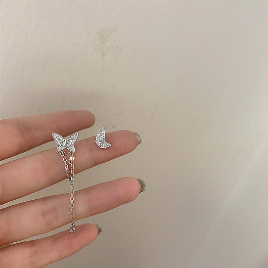 Aretes Mariposa Asimétricos con Borlas para Mujer - Image 3