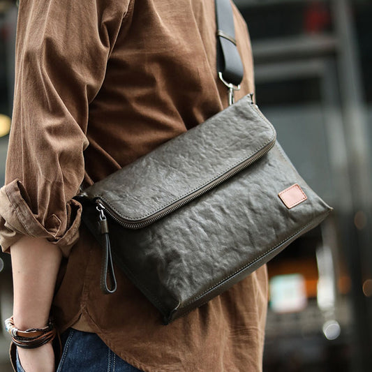Bolsa de Cuero para Hombre Bandolera Un Hombro Piel Vacuna Suave